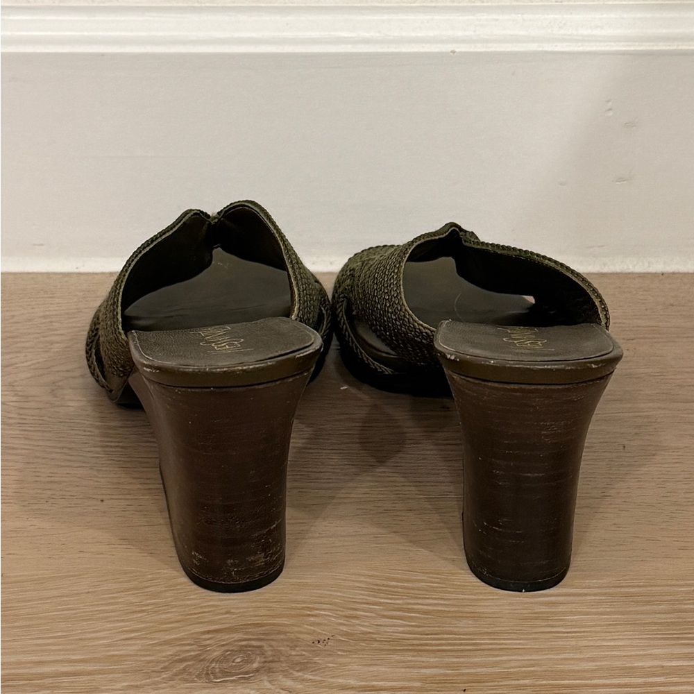 Yves Saint Laurent Olive Woven Mules - Picture 6 of 8